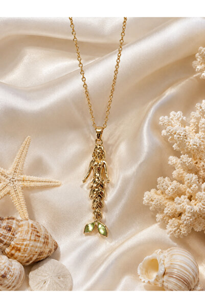 Sylvera Shop Mermaid Glow Hareketli Deniz Kızı Çelik Kolye (Gold Renk)