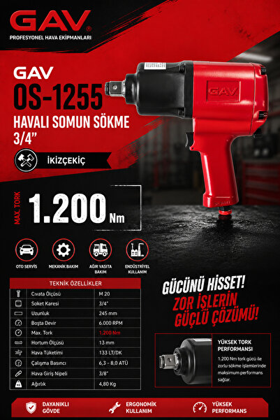 GAV 3/4" Os-1255 Somun Sökme 1200nm (245mm)