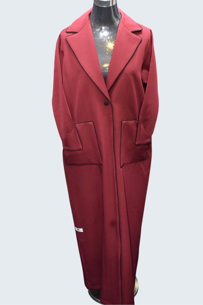 Bab almadina collection Women's Contrast Trim Long Abaya Coat with Pockets