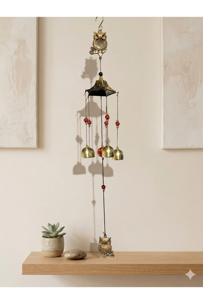 Ahşap Evi Feng Shui Baykuş Koruma Metal Rüzgar Çanı/ Deprem Zili Çanı