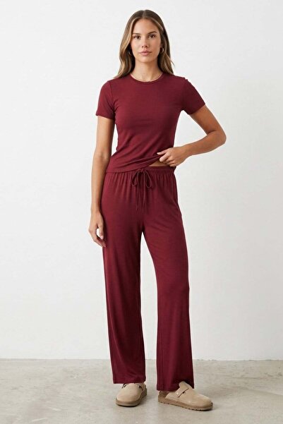 Madmext Burgundy Modal Soft Touch Tie-Dye Tracksuit Mg2723