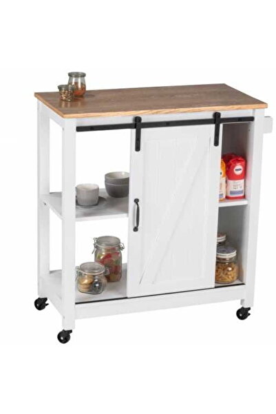 Wenko Mini bar alb cu 3 rafturi și ușă, MDF și lemn, 80 x 88.5 x 40 cm, Count...