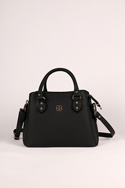 BagMolly Black Long Strap 3-Compartment Lined Shoulder and Hand Bag with Leat...