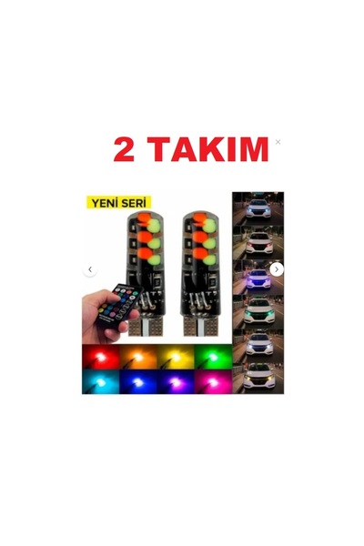 AksoyTuning 2 Takım T10 Park Ampülü 12 Led Rgb Uzaktan Kumandalı Aydınlatma