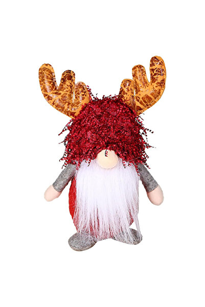 OEM Figurina de Craciun gnom cu coarne de ren, 23 x 10 cm, textil, multicolor