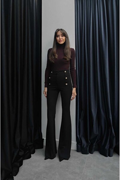 Havoş Black Joel Gold Button Detailed Trousers