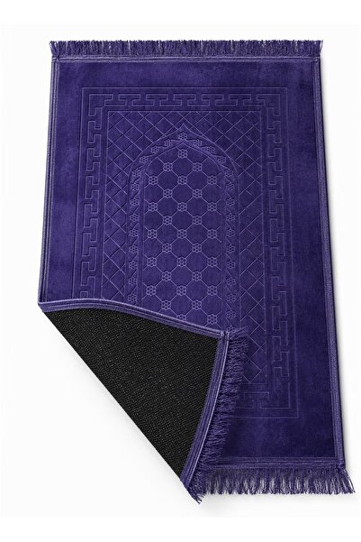 Tala سجادة صلاة مخملية فاخرة بنقوش بارزة | تصميم إسلامي أنيق | حواف مطرزة | م...