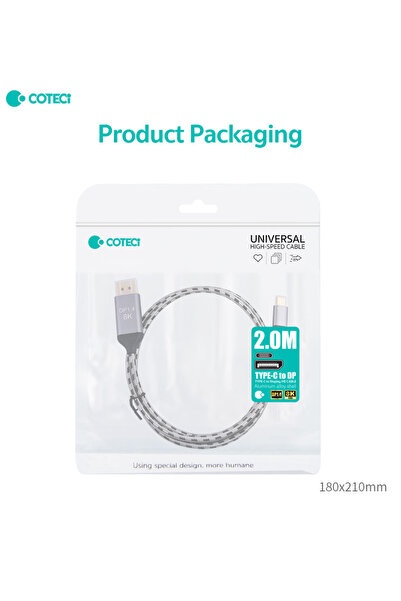 COTECi Type-C to DisplayPort Kablo 8K 60Hz 4K 144Hz DP 1.4 Thunderbolt Uyumlu...