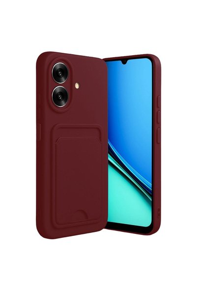 Ethab Ticaret GLB-STL41414 Realme Note 60 سيليكون مع بطاقة كيلفن - أحمر كلاريت