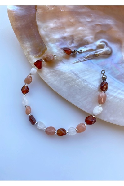 LADIN DOGALTAŞ Moon Stone, Sun and Lal Natural Stone Bracelet