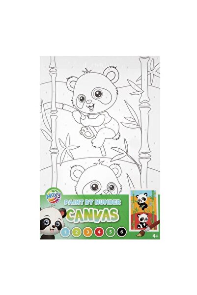 Moxy Pictura pe numere pe panza 29,7x19,5cm culori si pensula - Micul panda