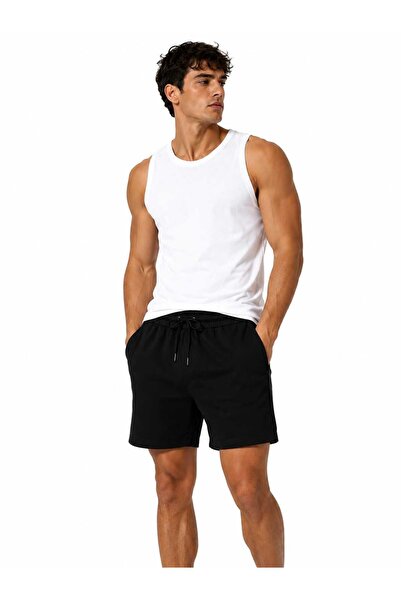 artofdress Set of 2 Men's Black-White Sports Tank Top and Pocketed Bermuda Sh...