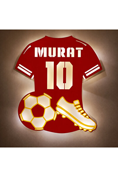 Runc Design Kişiye Özel LED Işıklı Futbolcu Forma Duvar Dekoru – İsimli Ahşap...