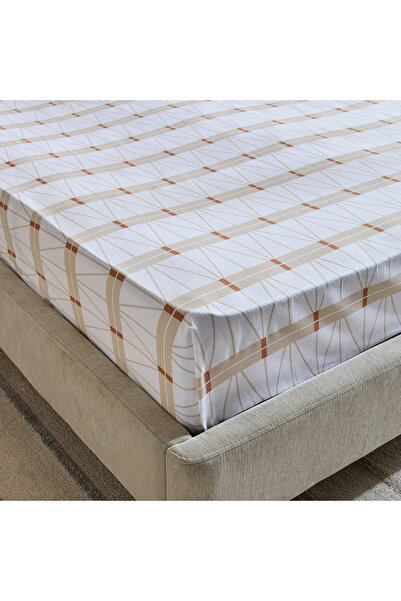 Home Box Malta Lattice Printed Cotton Single Fitted Sheet - 90x200+33 cm