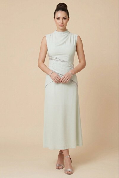 laween Crystal embroidered dress with a broken waist