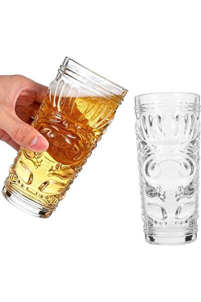 Cabilock Set of 2 Tiki Cocktail Glasses 420 ml - Transparent Bar Glasses with...