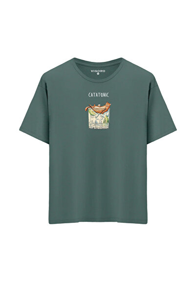 Catatonic Baskılı Oversize %100 Pamuk Unisex T-shirt