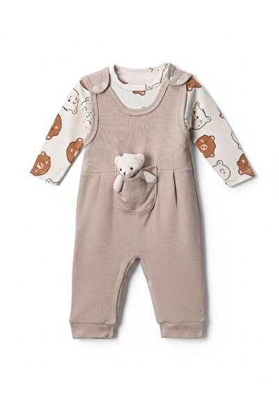 Mou&Kou Teddy Bear Waffle Fabric Badili Slopet Double Baby Set 3-6-9 Months