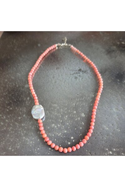 DRUZY Pink coral necklace, Wave #95
