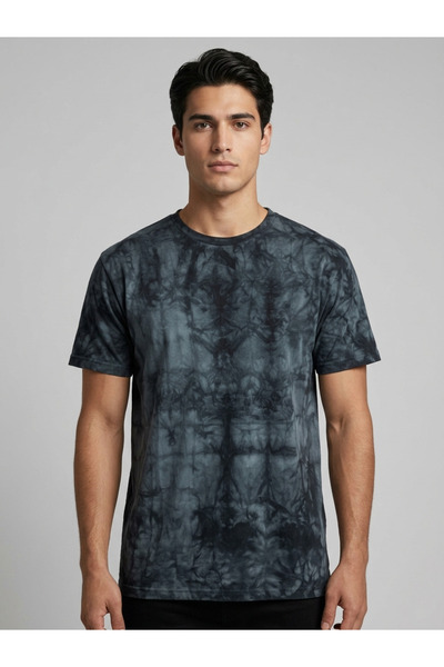 Hoodraze Füme Batik Desenli Oversize Tişört