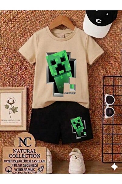 NC Nicee Clothes Summer Children's T-Shirt Shorts Unisex (Minicraft Drawing)