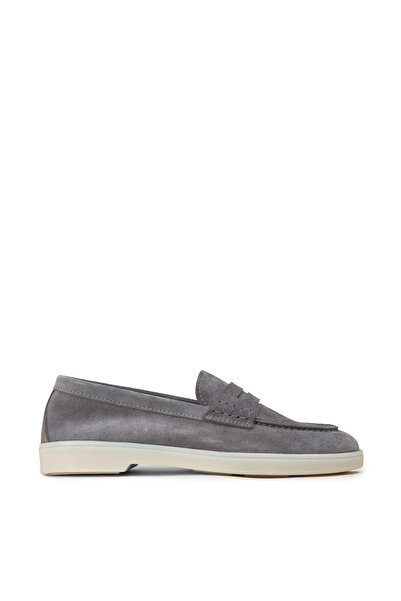 Deery Women's Genuine Suede Gray Loafer Shoes