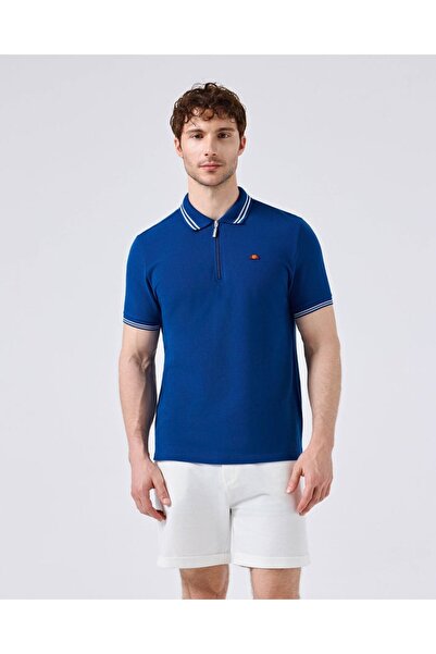 Ellesse Βαμβακερό μπλε ανδρικό μπλουζάκι πόλο με λαιμόκοψη 6Sm5051
