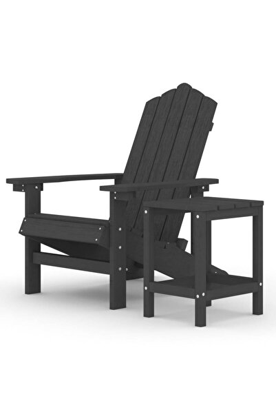 vidaxl Scaun de grădină Adirondack cu masă, antracit, HDPE