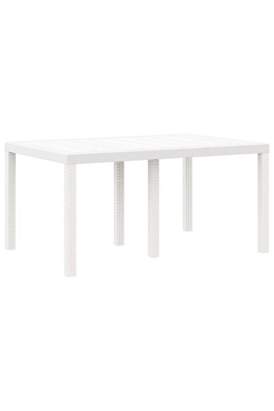 vidaxl Masă de Grădină Alb 150 x 100 x 73 cm poliratan