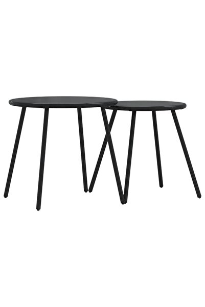 vidaxl Garden coffee tables, 2 pcs., black, painted steel, round