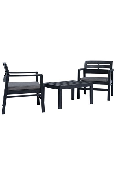 vidaxl Set mobilier de grădină, 3 piese, antracit, plastic