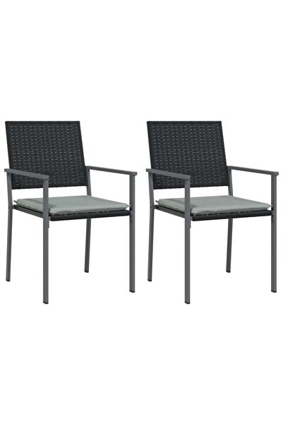 vidaxl Scaune de grădină cu perne 2 buc. negru 54x62,5x89 cm poliratan
