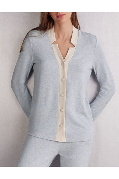 Evendi Cardigan, Blue/ecru