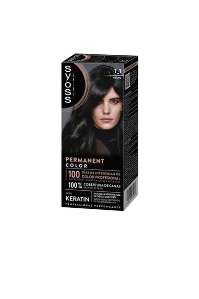 Syoss Vopsea permanenta de par PERMANENT COLOR 1.1 negru