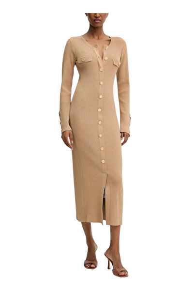 Karl Lagerfeld Γυναικείο Μακρυμάνικο Φόρεμα Μπεζ A3W13038-1LG NOUGAT