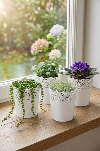 Alezy DAS1 Dantel No:1 - 1.1 Litre Plastik 4'lü Saksı