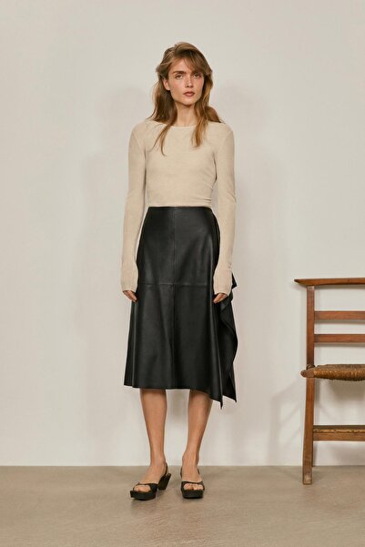 Massimo Dutti Napa deri midi etek - LIMITED EDITION
