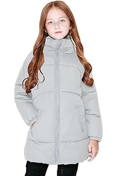 SOLOCOTE Quilted winter jacket for girls, Grey 122-128