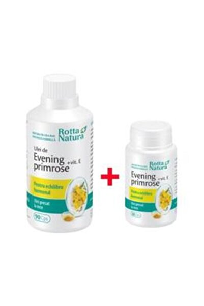 Rotta Natura Pachet Evening Primrose + Vitamina E Rotta Natura, 90 + 30 capsule