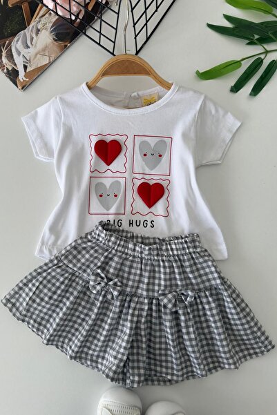 Minigimin Cicileri My Little Girl's Heart Detailed Gingham Shorts Baby Girl 2...