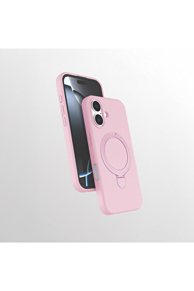 Case 4U Apple Iphone 17 Kılıf M-safe Şarj Özellikli Standlı Samara Kapak Pembe