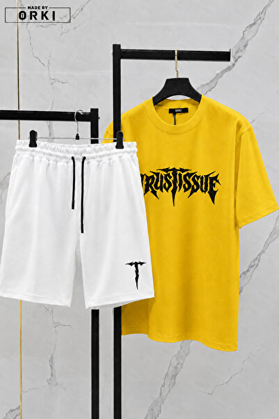 EFFRENATU Unisex Oversize Printed T-Shirt Shorts Set 2-Piece Summer Relaxed F...