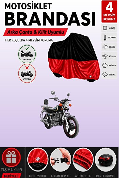 Cemku Double Black Top - Red Bottom, Rear Bag Compatible Yuki Afşin 250 Motor...