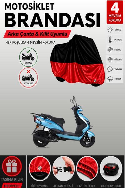 Cemku Double Black Top - Red Bottom, Rear Bag Compatible Rks Blazer 50 Xr Mot...