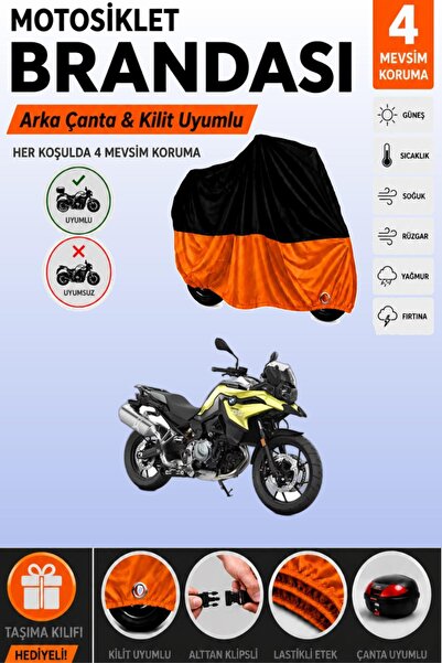 Cemku Double Black Top - Orange Bottom, Rear Bag Compatible Bmw F 750 Motorcy...
