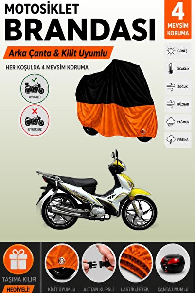 Cemku Double الجزء العلوي أسود - الجزء السفلي برتقالي، غطاء دراجة نارية متواف...