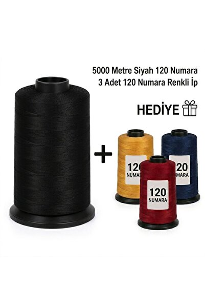 WORDAKS 5000 Metre Siyah 120 Numara Dikiş İPİ VE İstediğiniz Az Sarımlı Renk ...