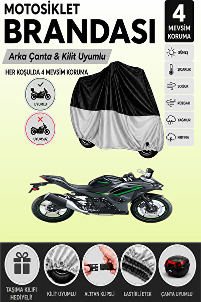 Cemku Double Black Top - Gray Bottom, Rear Bag Compatible Kawasaki Ninja 500 ...