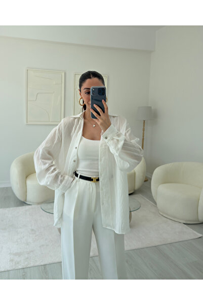 LUUNA STORE White Transparent Self-Patterned Shirt