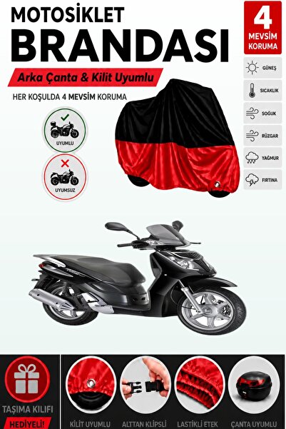 Cemku Double Black Top - Red Bottom, Rear Bag Compatible Rks Outlook 150 Moto...